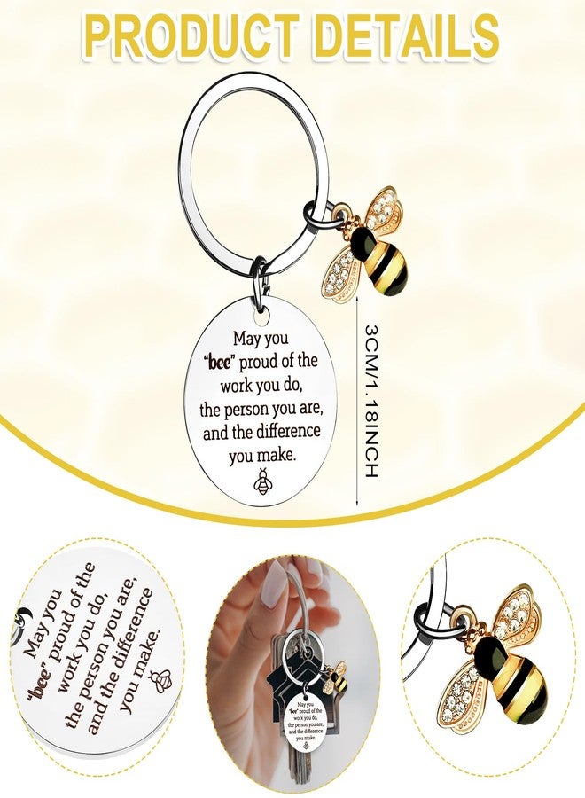 Youdaju 15 Sets Bee Employee Appreciation Gifts Inspirational Bee Keychain Thank You Keychain Bulk New Job Gifts Leaving Giftswith Thank You Card Organza Bag for Women Men Teacher Staff - Image 3